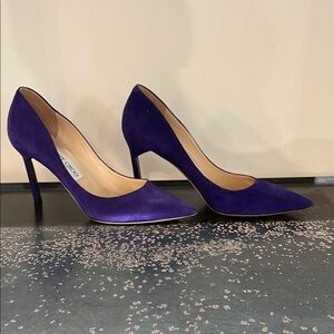 Jimmy Choo Purple Suede Pumps With Acrylic Heel